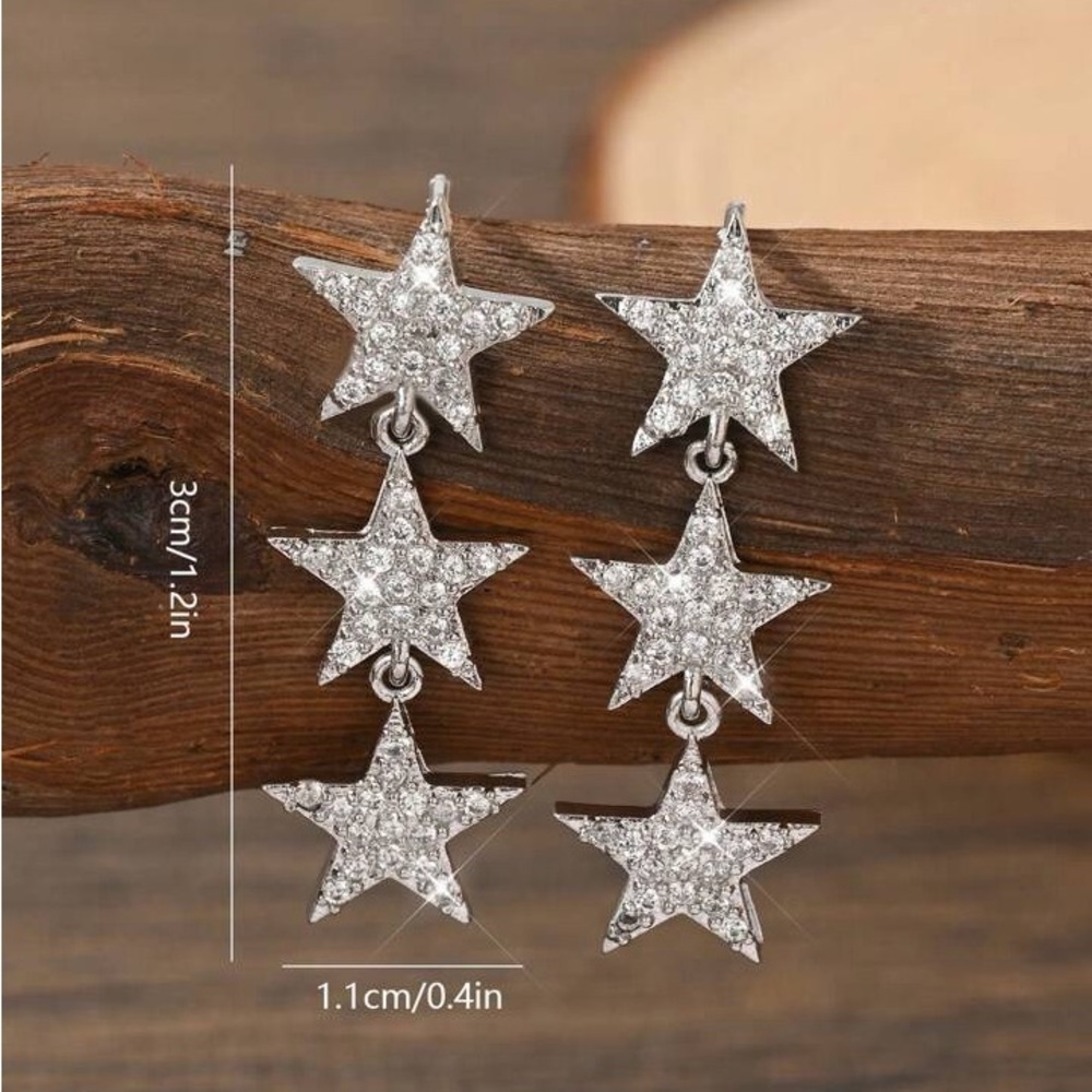 Silver Star Dangle Earrings